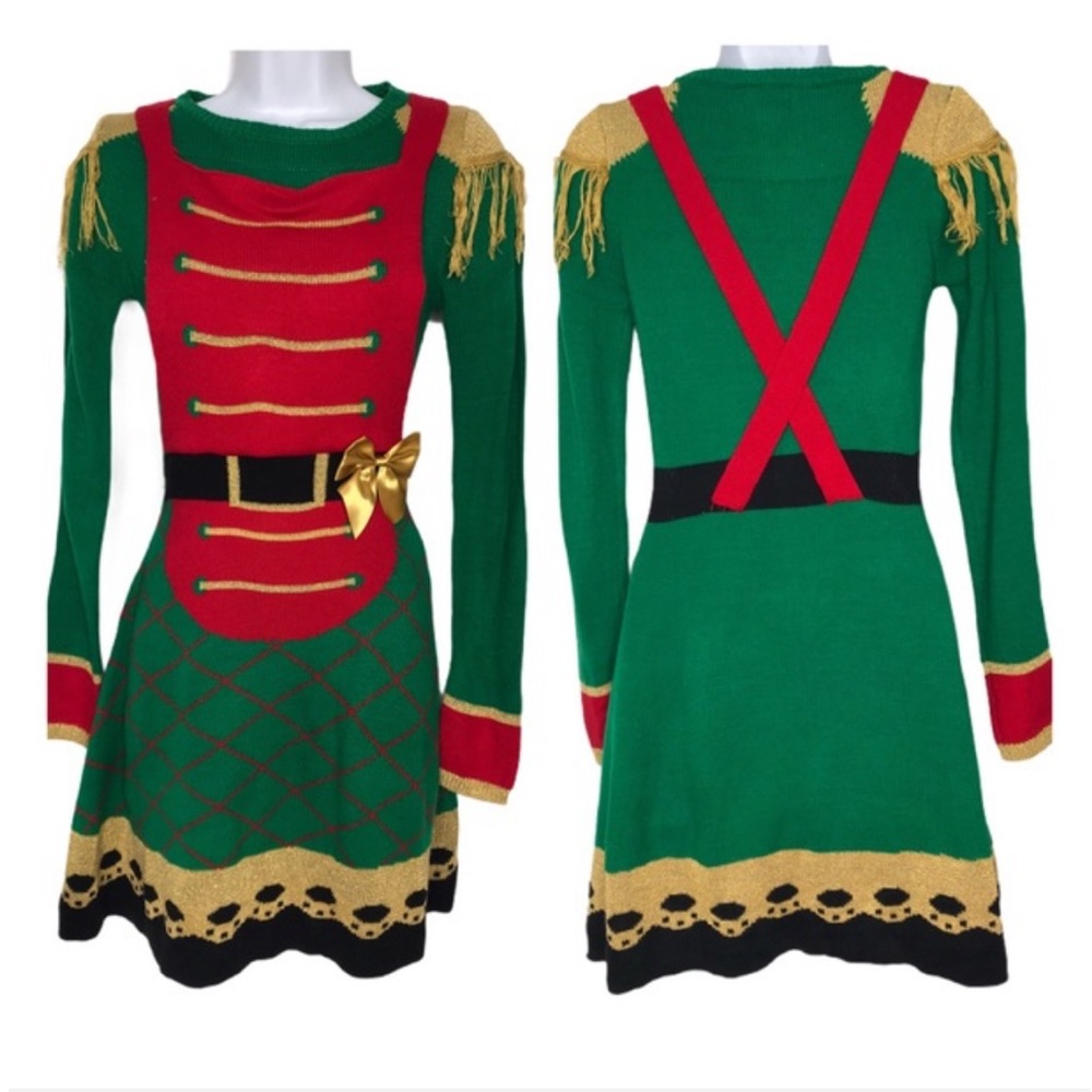 Born famous nutcracker toy soldier Christmas sweater dress size small